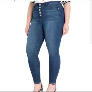 Eloquii Gena Fit Peach Lift Button Fly Skinny Jeans Size 14